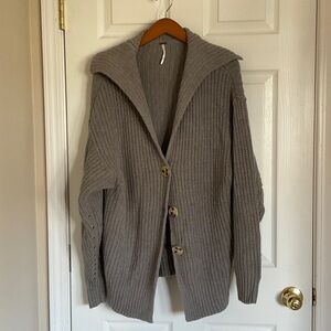 Free People Gray Button-Up Women's Cardigan